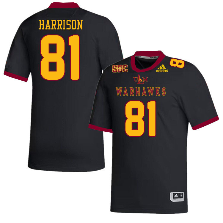 #81 Quad Harrison Louisiana-Monroe Warhawks College Football Jerseys Stitched-Black